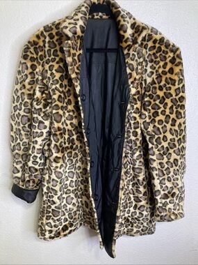 Leopard Print Faux Fur Coat - Women